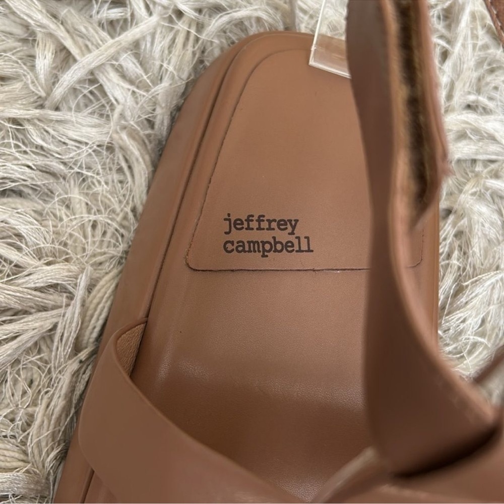NWOB Jeffrey Campbell Devis Leather Platform Sandals in Dark Natural / Tan - Picture 12 of 12
